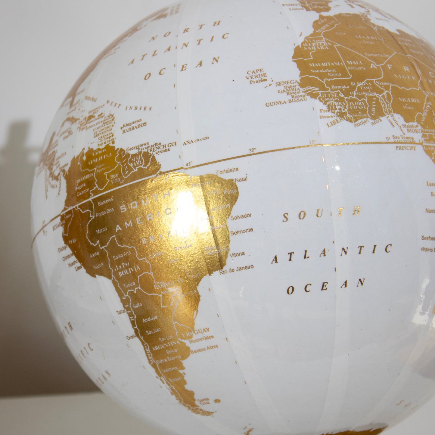 Glossy White & Gold Base Globe