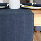 Navy Ribbed Cotton Table Runner