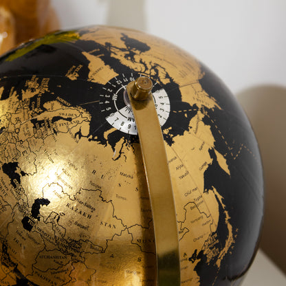 Glossy Black & Gold Base Globe