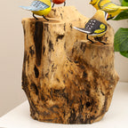 4 Hand Carved Birds On Driftwood Sculpture