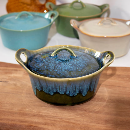 Set Of 4 Reactive Glaze Mini Casserole Dishes