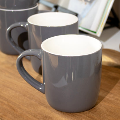 Set of 4 Charcoal Grey Stoneware Mugs