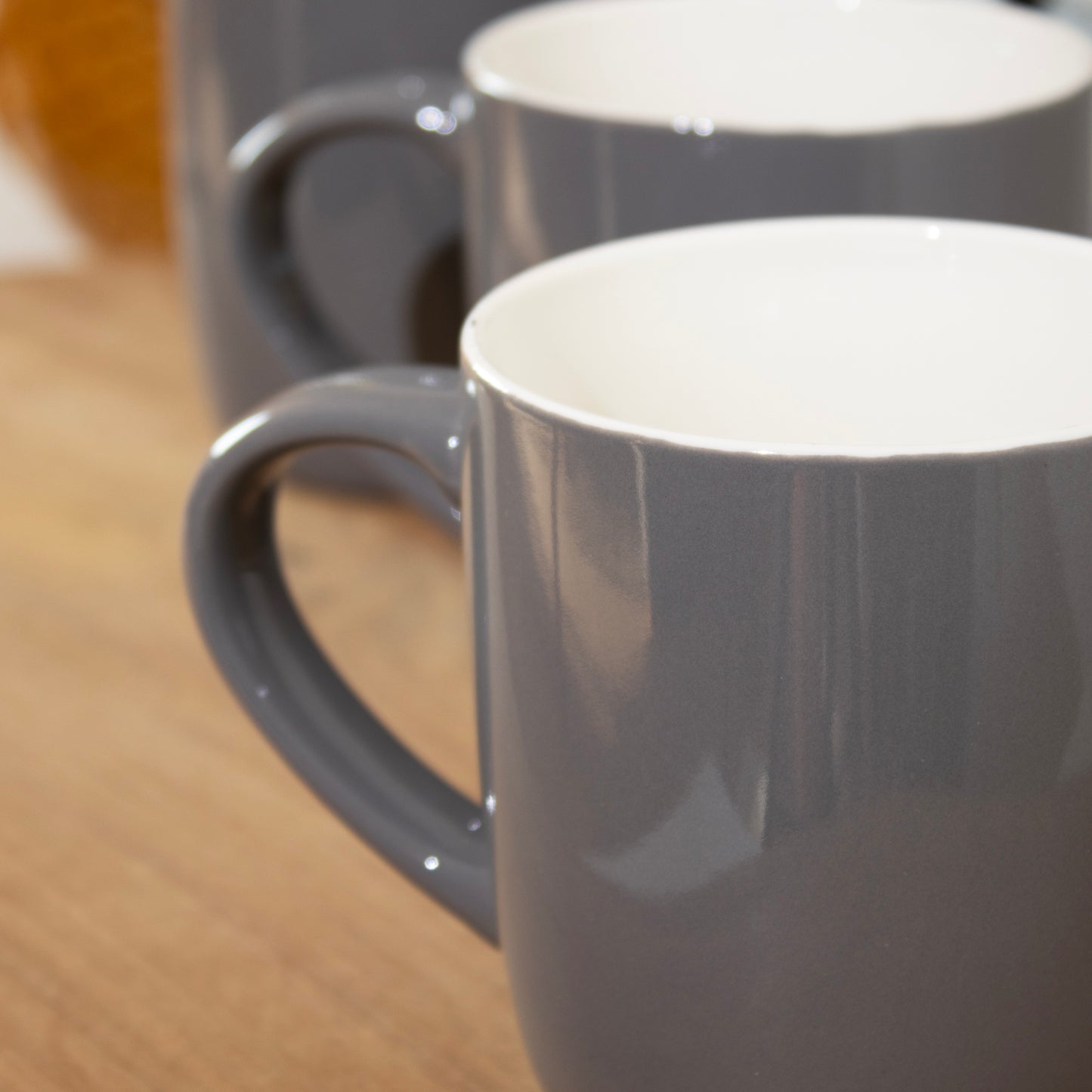 Set of 4 Charcoal Grey Stoneware Mugs