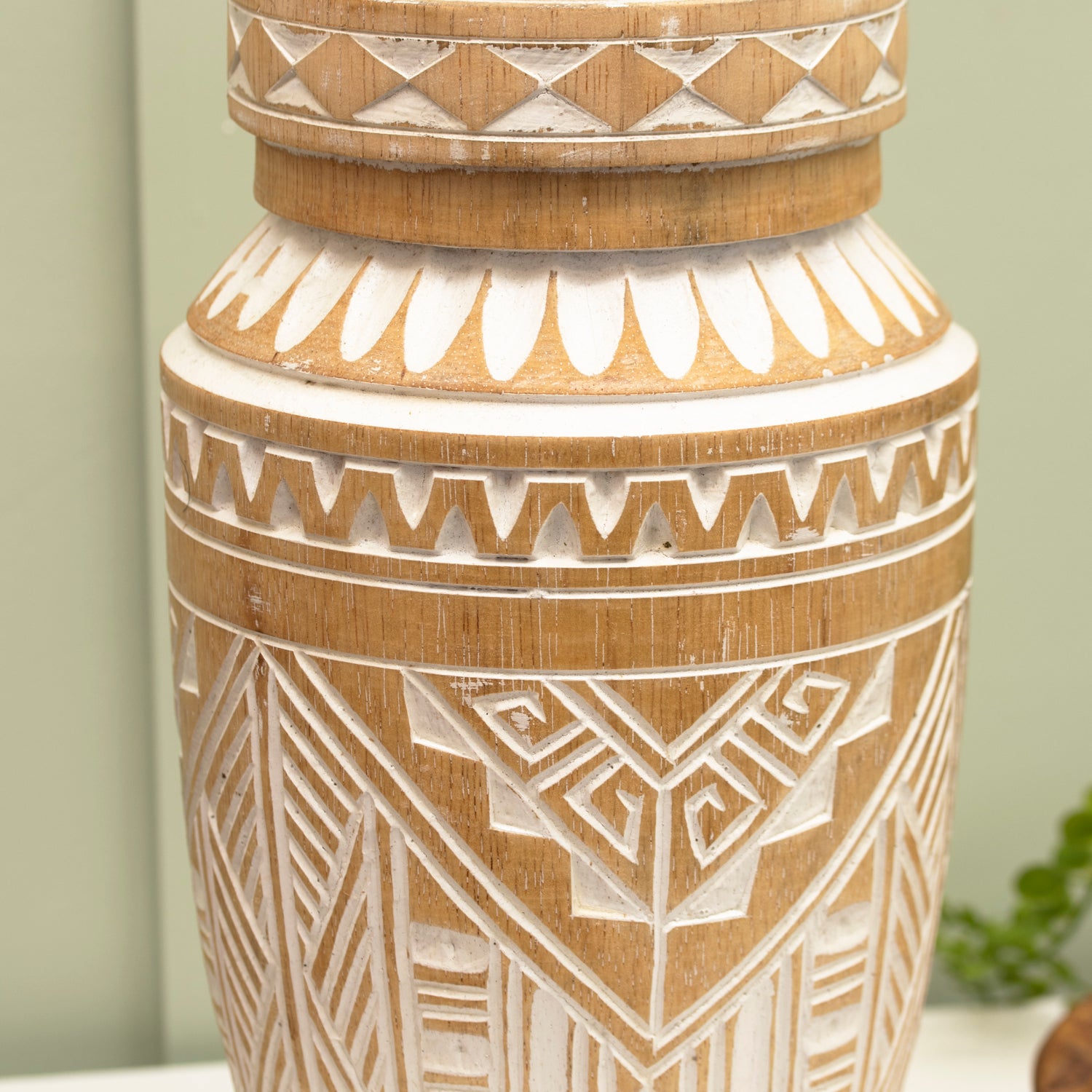 Albasia Wood Aztec Tapered Vase