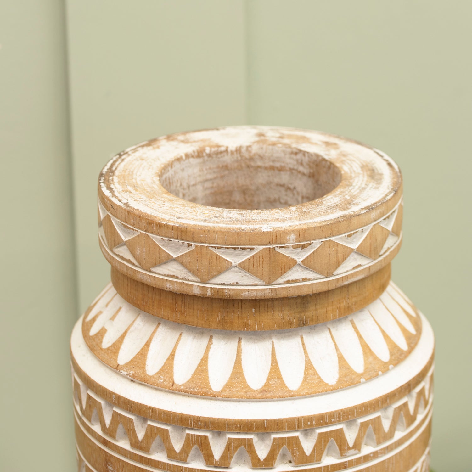 Albasia Wood Aztec Tapered Vase