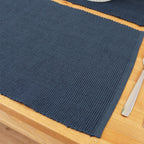 Navy Ribbed Cotton Placemats Set Of 4