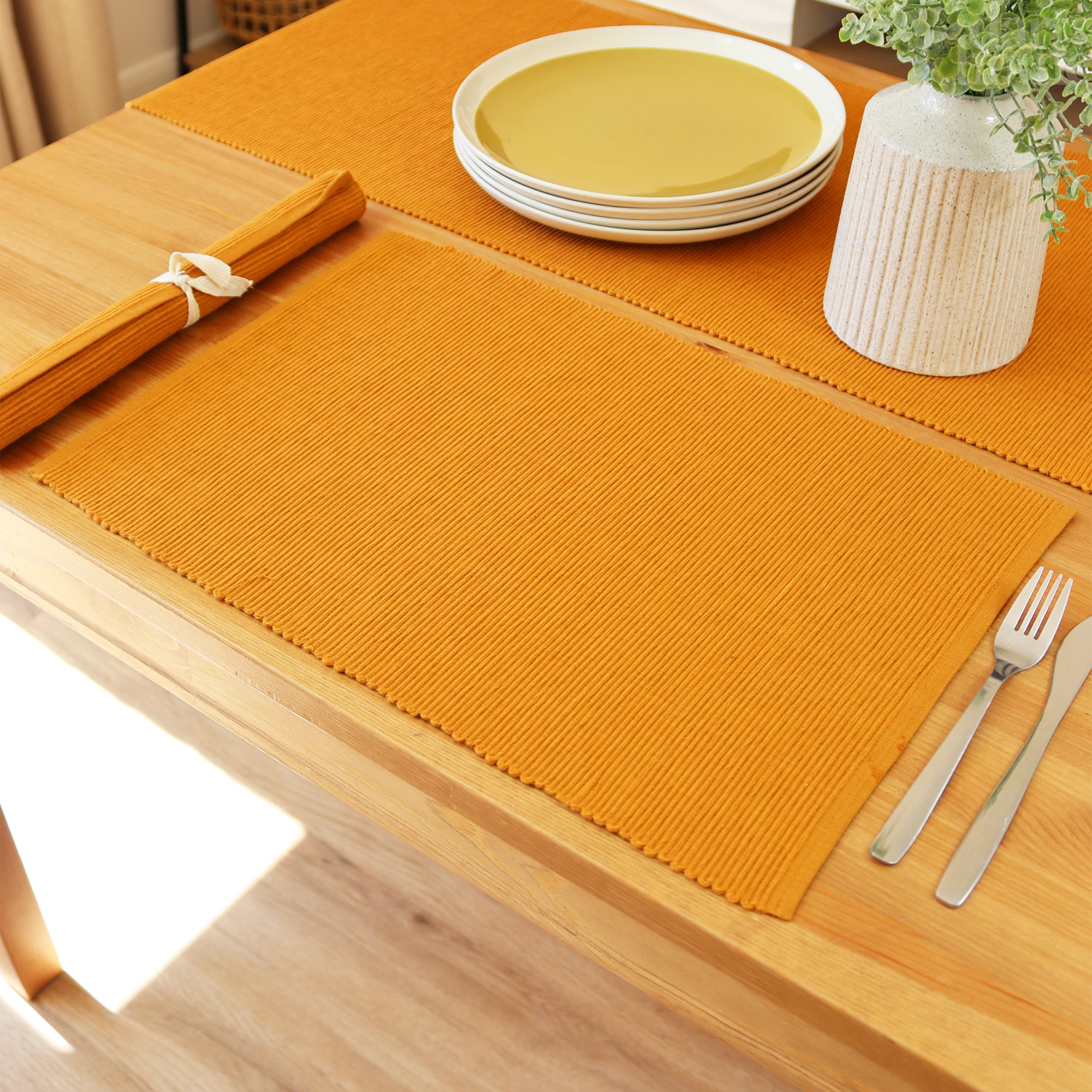 Darthome Orange Ribbed Cotton Placemats Set Of 4 – Darthome Limited