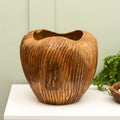 Striped Teak Wood Vase