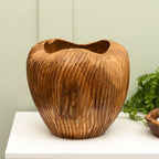 Striped Teak Wood Vase