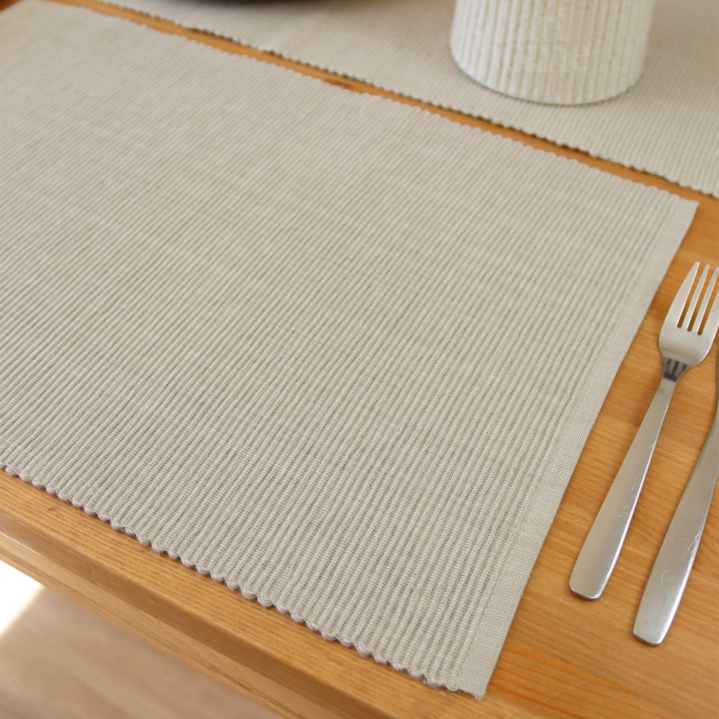 Grey Ribbed Cotton Placemats Set Of 4