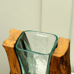 Teak Root & Recycled Molten Lava Glass Vase