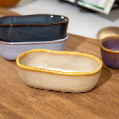 Set Of 4 Reactive Glaze Oval Mini Oven Dishes