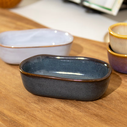 Set Of 4 Reactive Glaze Oval Mini Oven Dishes