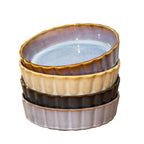 Set Of 4 Dark Mix Reactive Glaze Round Oven Dishes