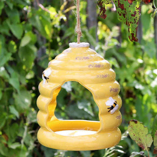 Ceramic Yellow Beehive Bird House