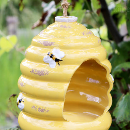 Ceramic Yellow Beehive Bird House