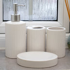 Ribbed Ceramic Set Of 4 Bathroom Accessories