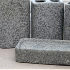 Set Of 4 Cement Look Stoneware Bathroom Accessories