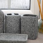 Set Of 4 Cement Look Stoneware Bathroom Accessories