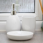 Glossy Ceramic Set Of 3 Bathroom Accessories