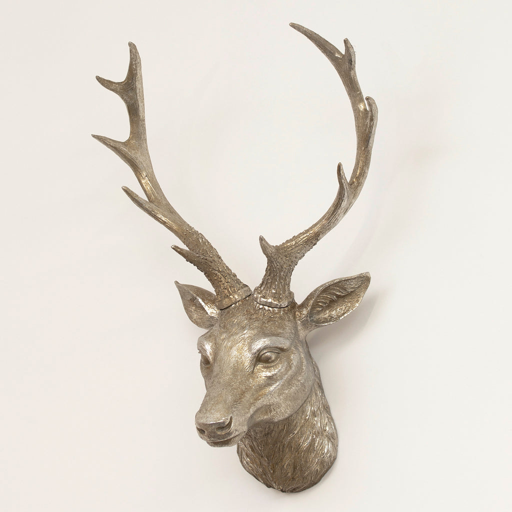 Silver Stag Head Wall Decor