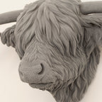 Grey Velvet Highland Cow Head Wall Decor
