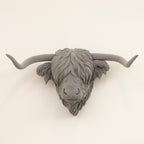 Grey Velvet Highland Cow Head Wall Decor