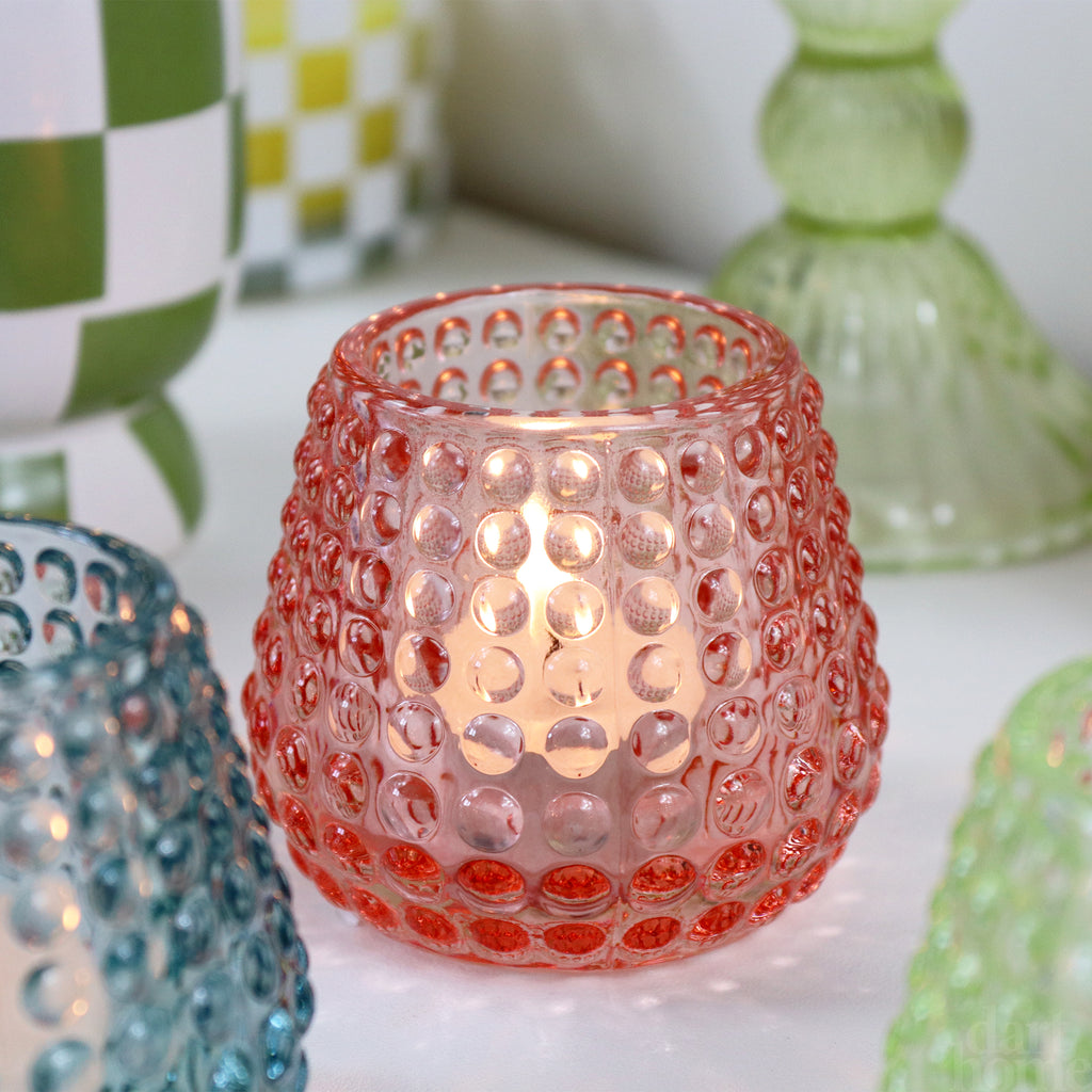 Coloured Bubble Glass Tealight Holder Set Of 3