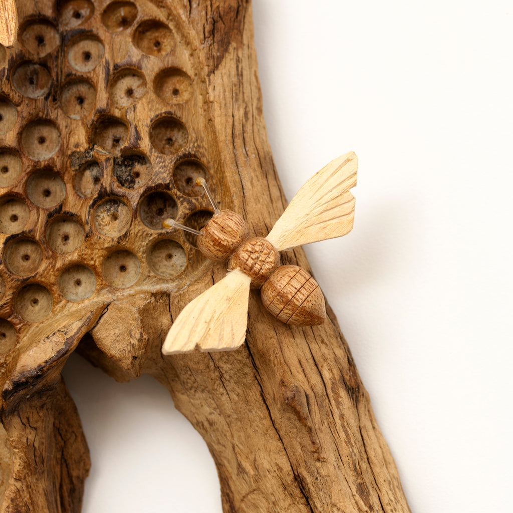 Teak Root Wall Hanging Beehive Sculpture
