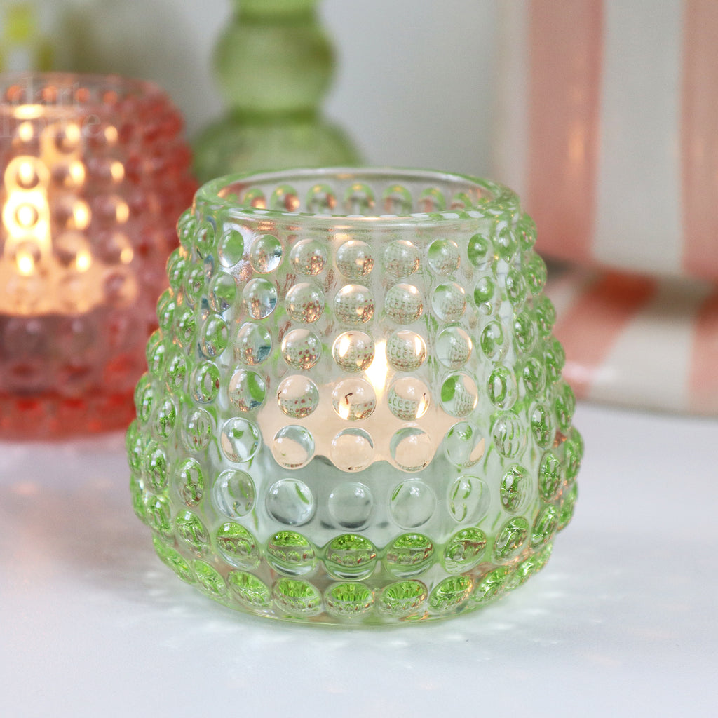 Coloured Bubble Glass Tealight Holder Set Of 3