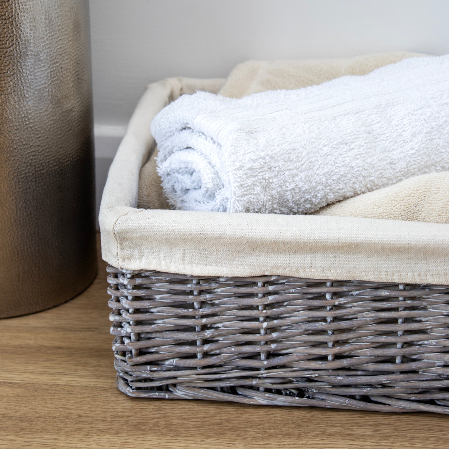 Large Grey Wash Wicker Tray