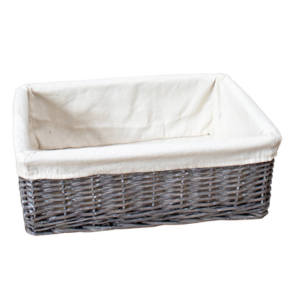 Large Grey Wash Wicker Tray