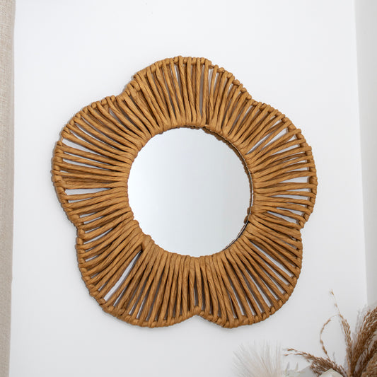 Paper Rope Flower Wall Mirror