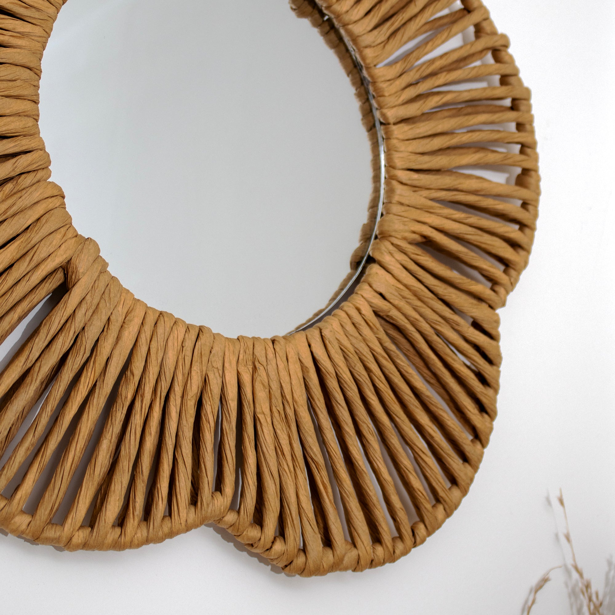 Paper Rope Flower Wall Mirror