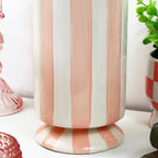 Hand Painted Pink Striped Vase