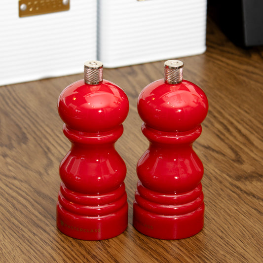 Set of 2 Glossy Red Salt & Pepper Mills