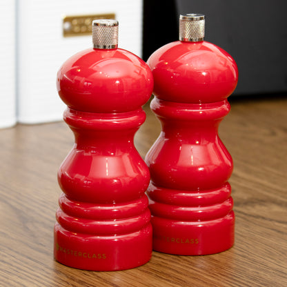 Set of 2 Glossy Red Salt & Pepper Mills