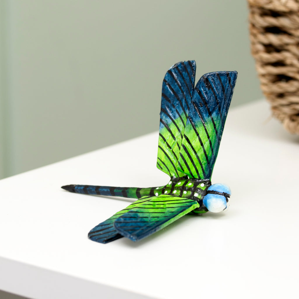 Emperor Dragonfly On Teak Root Base Ornament