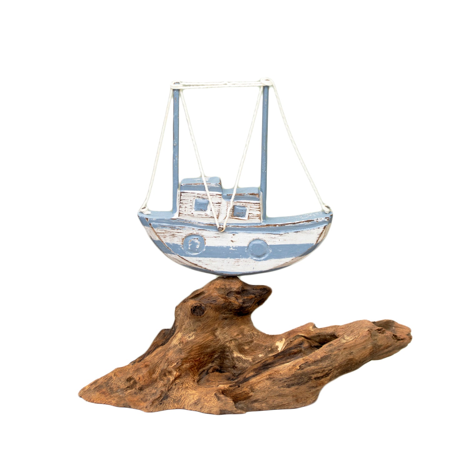 Shipwrecked Sail Boat On Teak Root Rocks Ornament
