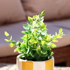 Artificial Oregano Plant In Yellow Checked Pot