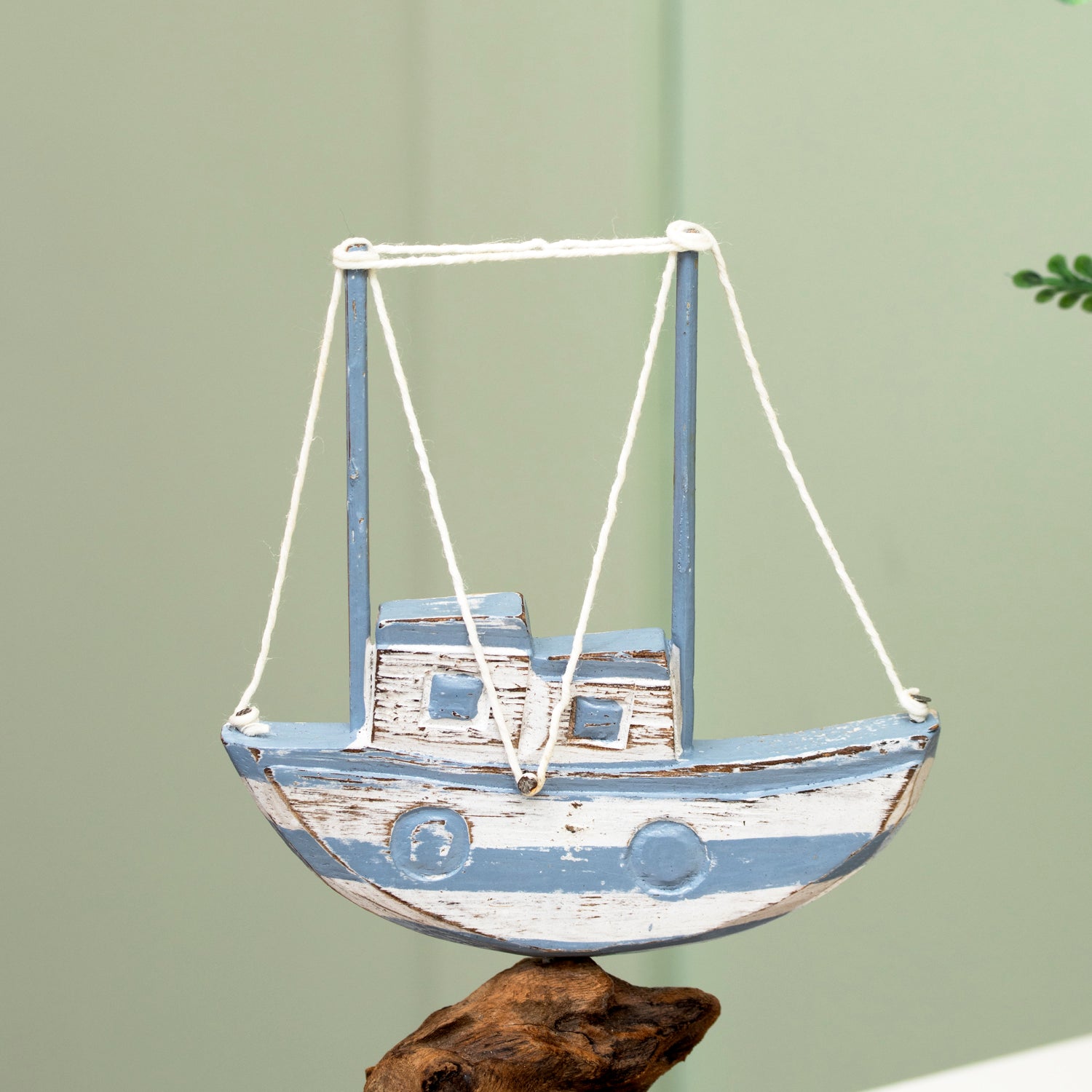 Shipwrecked Sail Boat On Teak Root Rocks Ornament