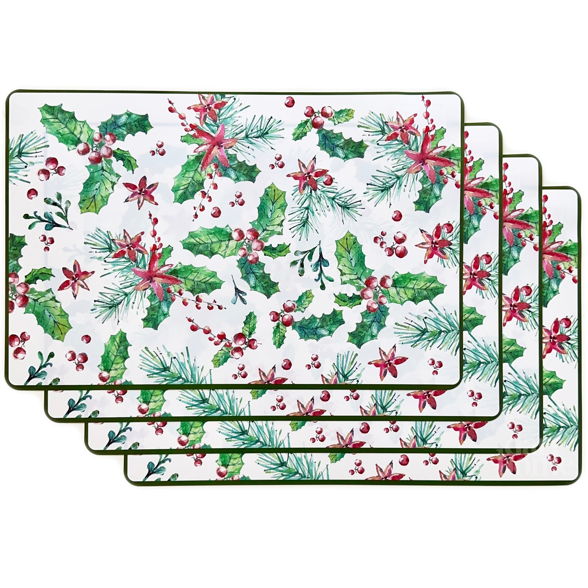 Set Of Christmas Holly Placemats