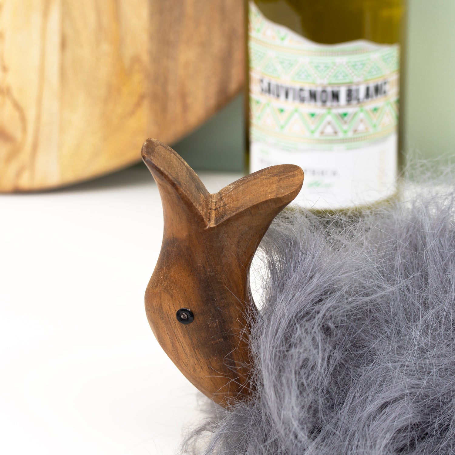 Grey Fluffy Drunken Duck Wine Bottle Holder