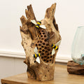 Teak Root Bee Hotel Sculpture