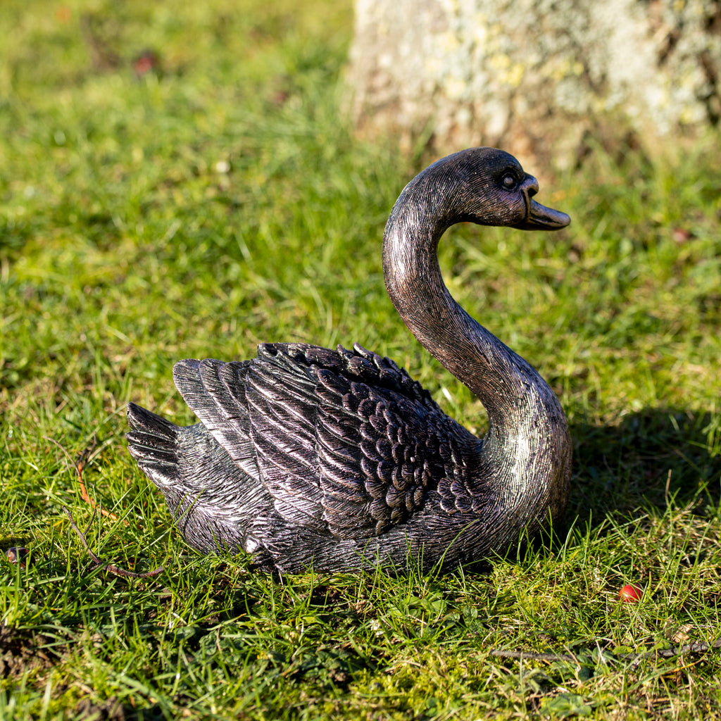 Bronze Gracious Swan Garden Ornament