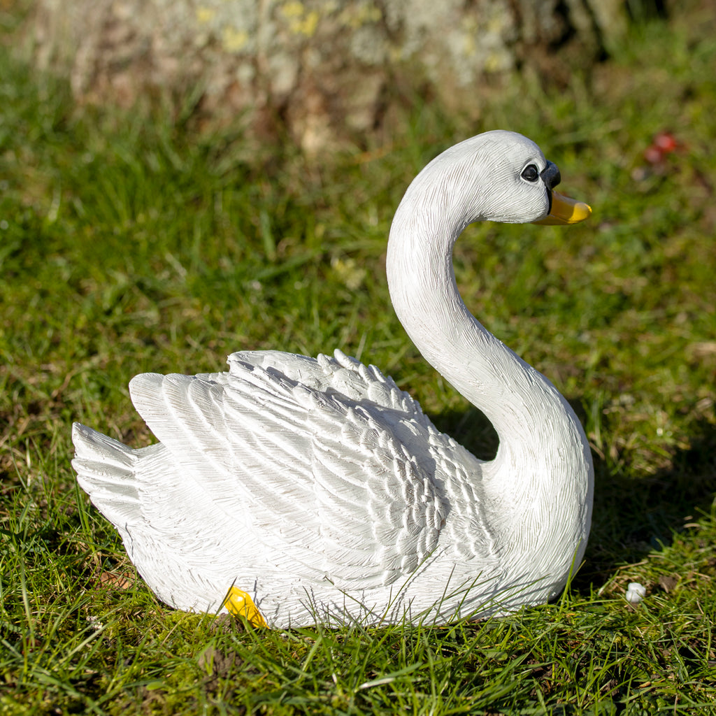 White Gracious Swan Garden Ornament