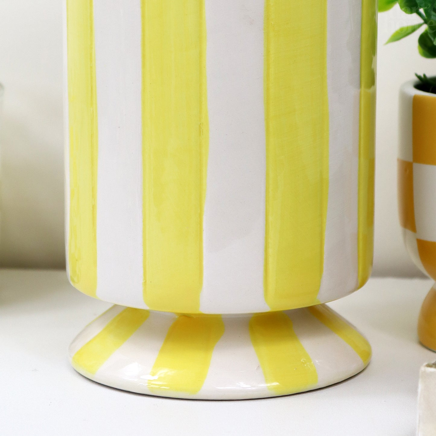 Hand Painted Yellow Striped Vase