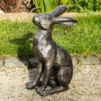 Bronze-Gartenhasen-Ornamente, 2er-Set