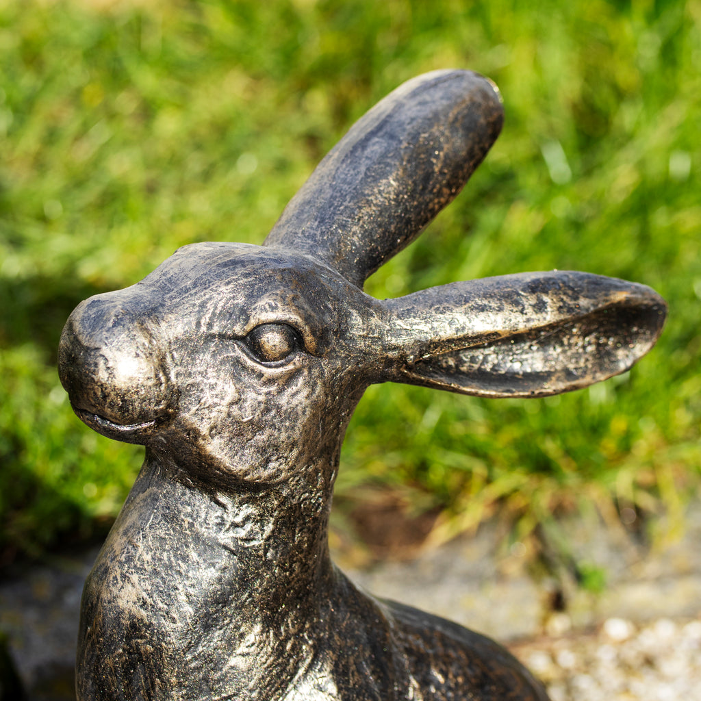 Aged Gold Garden Alert Hare Ornament