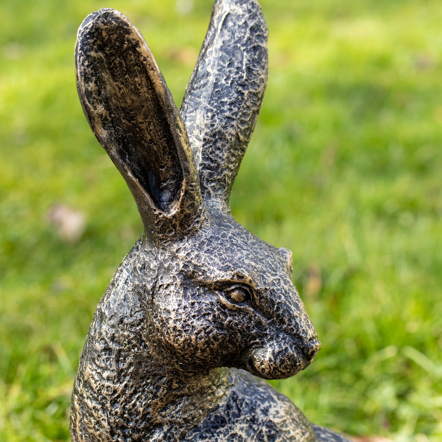 Set Of 2 Aged Gold March Hare Garden Ornaments